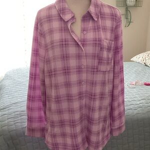 Lavender Plaid Button-Up Shirt